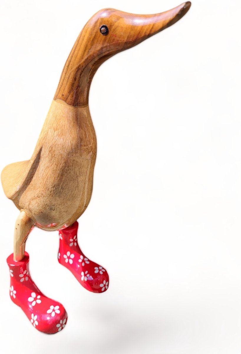 Houten Eend Handgemaakt Indonesie Teak Bikini Slippers Duckie Medium 31 cm