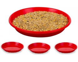Voerschaal voor kipkuikens - 3 stuks - reptielen en knaagdieren - Rond 19cm diameter - Kunststof - Rood - Antislip - inclusief 500 gram voer