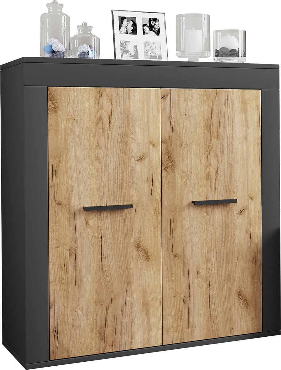 Houten ladekast dressoir dressoirkast Usilo 2 draaideuren
