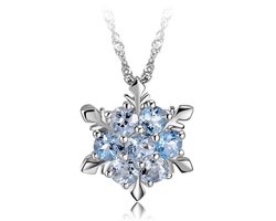 Lumici® | SneeuwKristal Ketting - SnowCrystal Necklace - Sneeuw - Kristal - Crystal - Vlok - Ster - Sneeuwvlok - Winter - Koud - Ijs - Ice - Cold - Cadeau Voor Vrouwen - Moederdag Cadeau - Valentijn - Kerst - Liefde - Verrassing - Zilver/Blauw