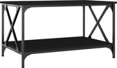 vidaXL - Salontafel - 80x50x45 - cm - bewerkt - hout - en - ijzer - zwart