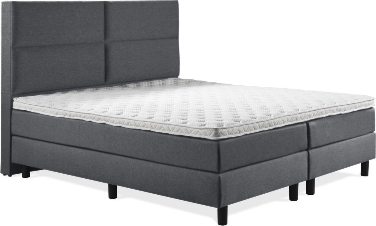 Boxspring Luxe 120x200 4 vlaks Antraciet Lederlook