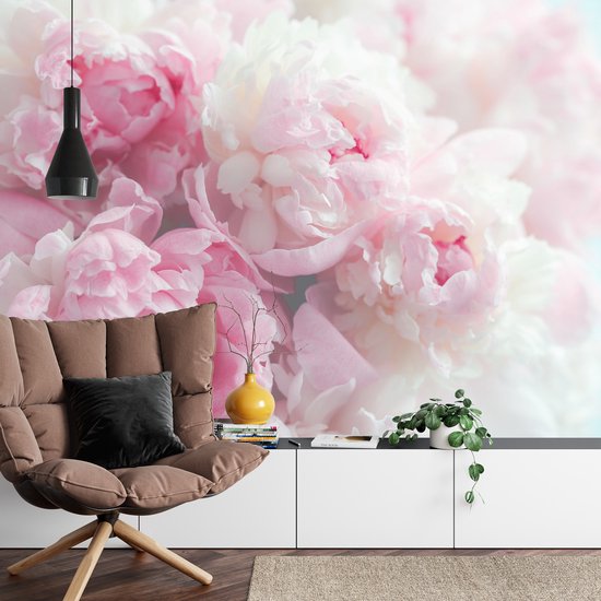 Papier peint photo X 280cm - Papier Peint - Blooming Peonies, Pink, beautiful on the wall, à vendre en 11 tailles, y compris la colle à papier peint