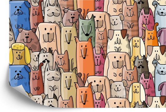 Papier peint photo Chiens de dessin animé colorés