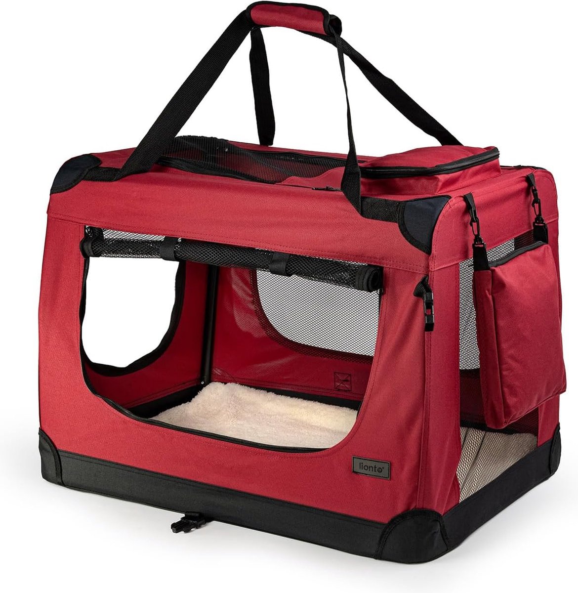 Hondentransportbox Hondentas Hondenbox Opvouwbare tas voor kleine dieren, (XXL) 90x61x65 cm Donkerrood
