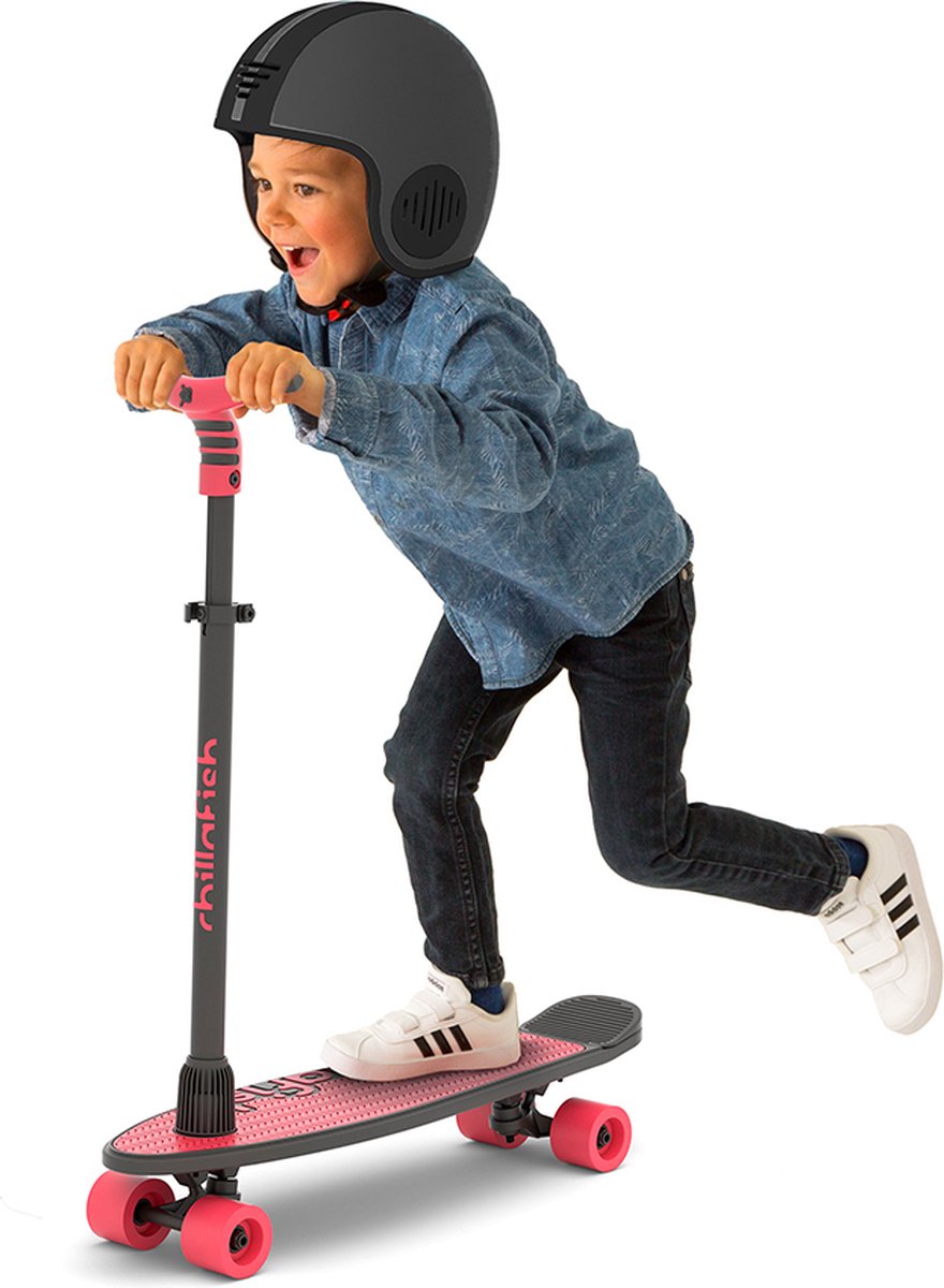 Chillafish Skateboard en Step 2-in-1 - Kinderstep omvormbaar naar Skateboard - Coraal Roze - Jongens en meisjes 3 jaar en ouder - Verstelbaar stuur - Model Skatieskootie 2 — afbeelding 4