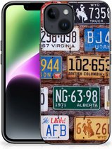 Telefoon Hoesje Geschikt voor iPhone 15 Hippe Hoesjes met Zwarte rand Kentekenplaten