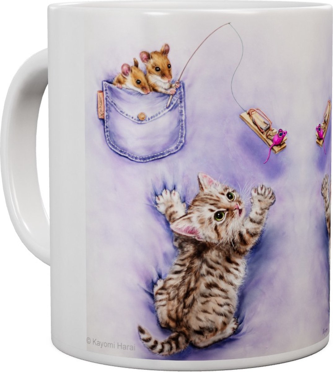 Clayre & Eef Mug 350 ml Blanc Marron Porcelaine Chats Tasse à thé