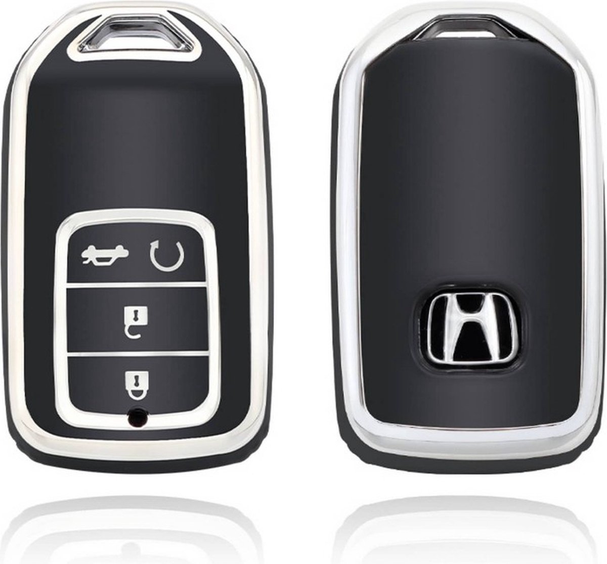 Autosleutel hoesje - TPU Sleutelhoesje - Sleutelcover - Autosleutelhoes - Geschikt voor Honda - zwart - A4A - Auto Sleutel Accessoires gadgets - Kado Cadeau man - vrouw