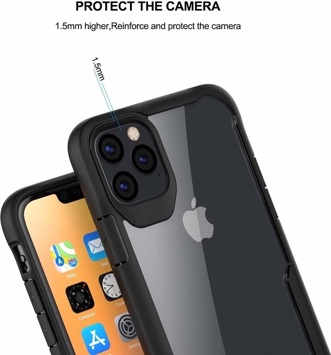ShieldCase Anti Shock case geschikt voor Apple iPhone 12 Pro Max - 6.7 inch - hoesje - Doorzichtig hoesje met verstevigde zwarte randen - Optimale bescherming - Transparant / Zwart