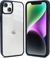 Coverzs telefoonhoesje geschikt voor Apple iPhone 13 hoesje - doorzichtig acryl telefoonhoesje met gekleurde silicone rand - optimale bescherming - donkerblauw