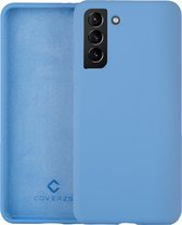 Coverzs Luxe Liquid Silicone Case geschikt voor Samsung Galaxy S21 - Lichtblauw - Blauw - Light Blue - Siliconen hoesjes geschikt voor Samsung Galaxy S21 hoesje - Silicone case beschermhoes - Backcover hoes