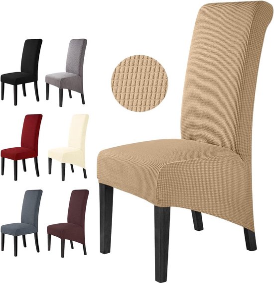 Housse de chaise extensible Housses de chaise de salle à manger XL Housses de siège pour chaise de salle à manger Housses de siège lavables amovibles pour la maison, le restaurant, la Decor d'hôtel (6 pièces, camel)-XL