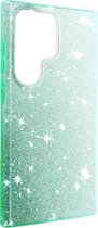 Geschikt voor Samsung Galaxy S23 Ultra hoes Glitter Leaf Verwisselbaar Semi-rigide Groen