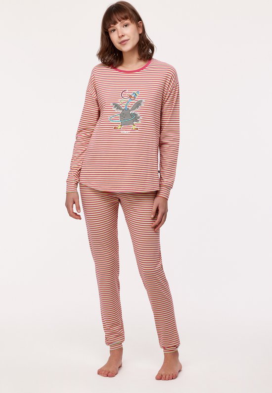 Woody pyjama meisjes/dames - multicolor gestreept - kalkoen - 232-10-PZG-Z/920 - maat XL