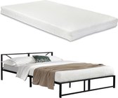 Metalen Bed Elsa - Bedframe - Met Matras - Zwart - 180x200 cm - Minimalistisch Design