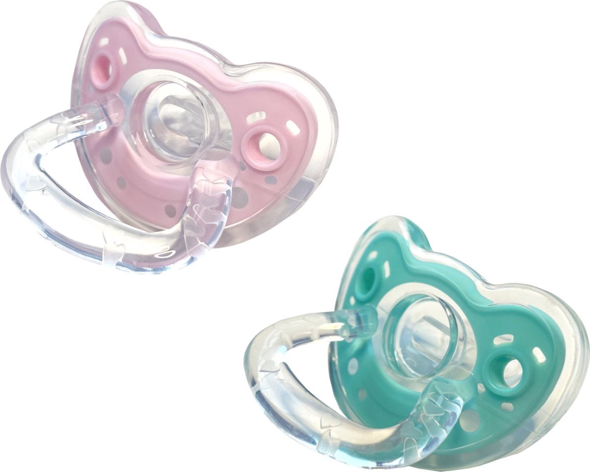 Fopspeen Roze en Blauw met Speendoosje - Fopspeen 0-6 maanden - Fopspeen 0-18 maanden - Speen