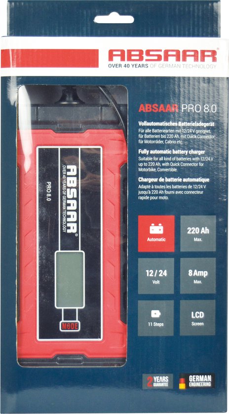 Koop uw Chargeur de batterie Absaar PRO 8.0 12V/24V 8 bij SBI