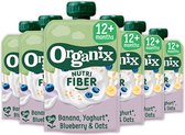 6x Organix Knijpfruit Nutri Fiber Banaan Blauwe Bes Yoghurt 12+m 100 gr