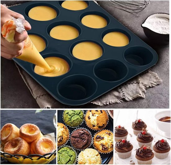 Mini moule à muffins en silicone, 24 tasses, mini moule à cupcakes, sans BPA  et passe au lave-vaisselle, moule de cuisson en silicone antiadhésif, idéal  pour faire des muffins, des tartes, du