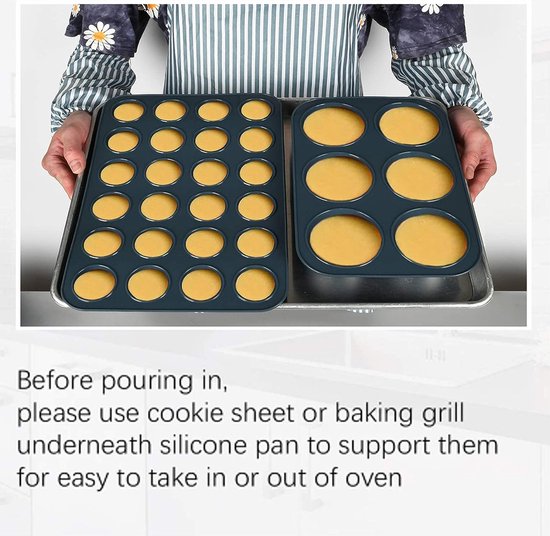 Plateau pour la cuisson de muffins assiette + 12 moules en silicone