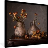 Cadre photo avec affiche - Nature morte - Fleurs - Vase - Foncé - 40x40 cm - Cadre pour affiche