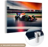 MuchoWow® Glasschilderij 180x120 cm - Schilderij acrylglas - Auto - Formule 1 - Circuit - Raceauto - Foto op glas - Schilderijen