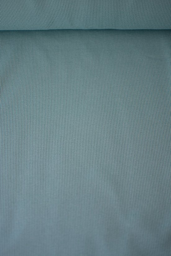 Boordstof Eva Mouton fijne rib uni turquoise 1 meter - modestoffen voor naaien - stoffen