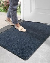 Vuilvangmat, antislip deurmat voor binnen en buiten, wasbaar entreetapijt, absorberende deurmat, vuilvangmat 90 x 150 cm, blauw-zwart