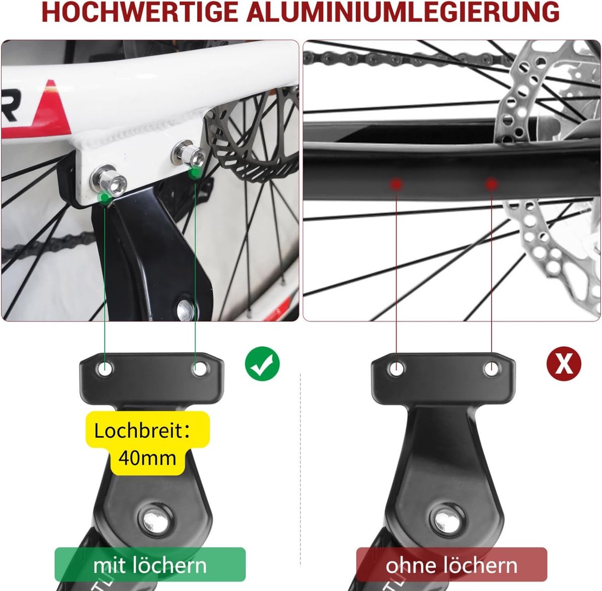 Béquille de vélo Durable réglable en alliage d'aluminium, support central  pour vélo de route de