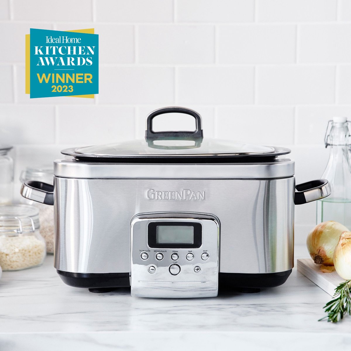 GreenPan Elite Slowcooker Stainless Steel 6L - PFAS-vrij