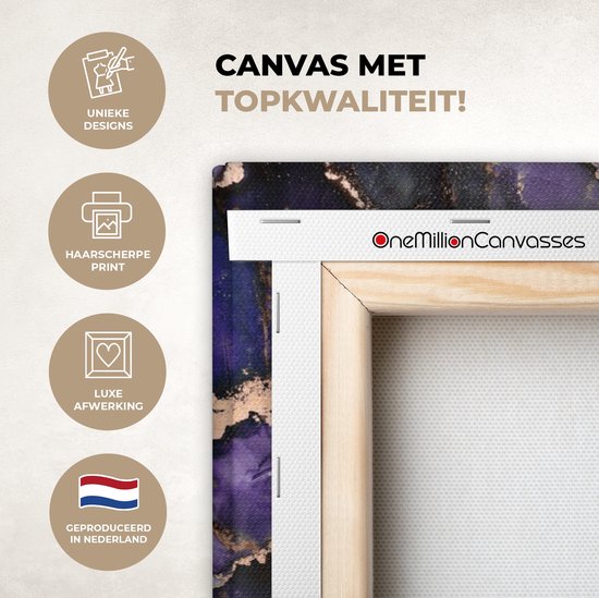 Toile Peinture Marbre - Goud - Rose - 140x90 cm - Décoration murale