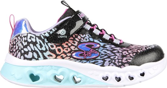 Skechers Flutter Heart Lights - Loves Meisjes Sneakers - Zwart/Multicolour - Maat 35