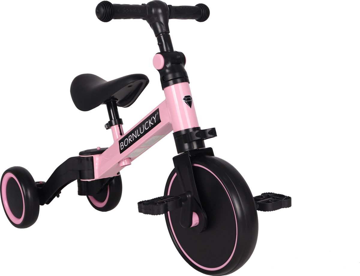 Born Lucky 4 in1 Driewieler / Loopfiets & Balance Bike - Roze — afbeelding 3