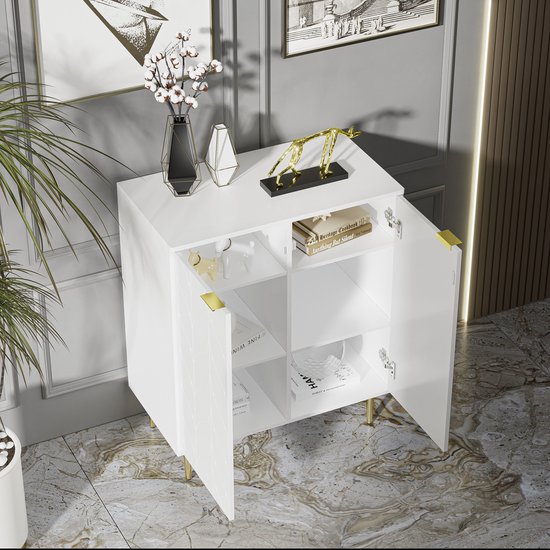Dressoir met 2 deuren - metalen handgrepen en poten - voor woonkamer, hal en eetkamer - Kleur Dressoir met 2 deuren - metalen handgrepen en poten - voor woonkamer, hal en eetkamer - Kleur