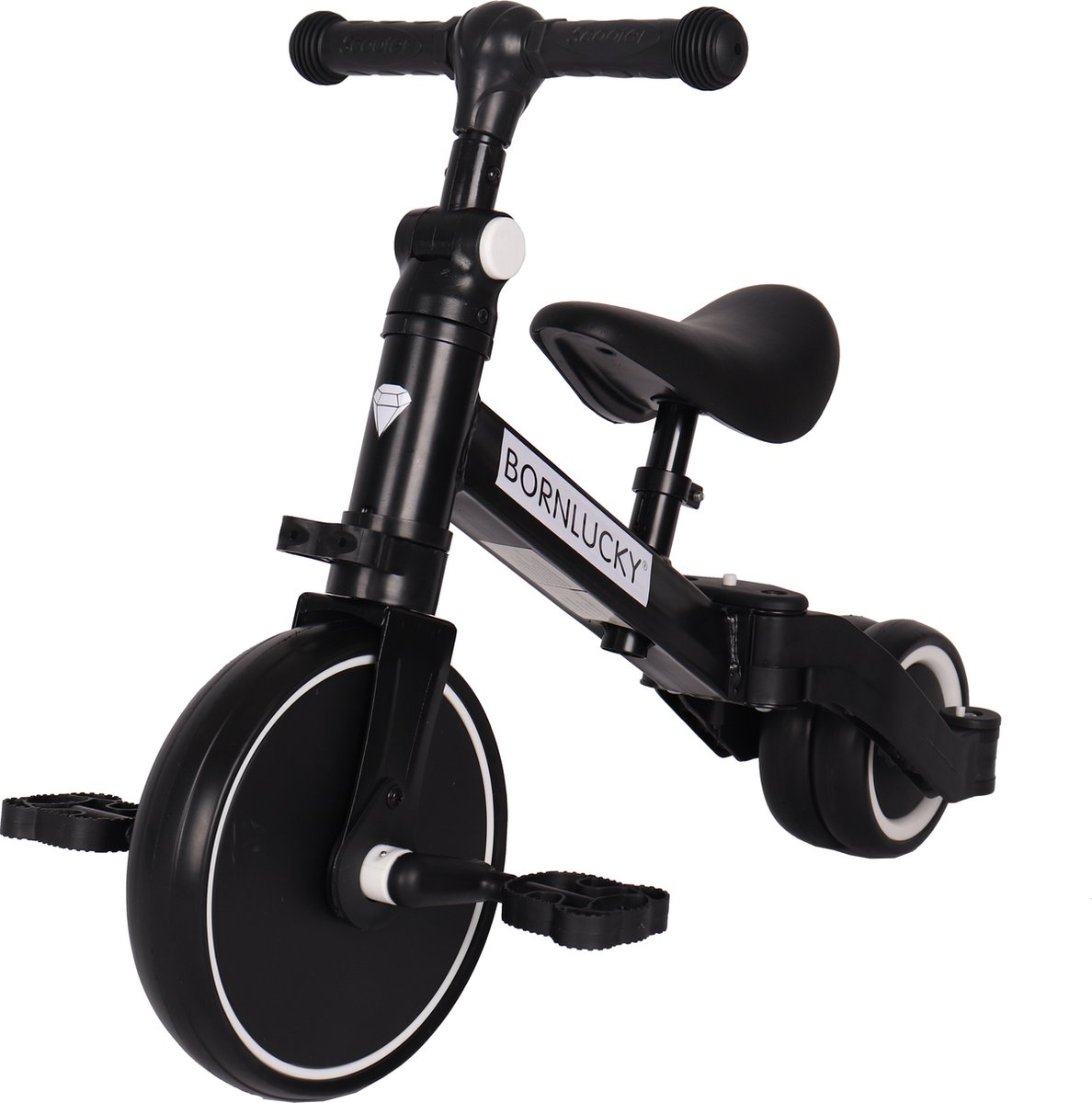Born Lucky 4 in1 Driewieler / Loopfiets & Balance Bike - Zwart — afbeelding 10