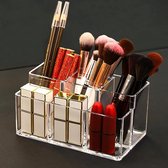 Make-up organizer borstelhouder 6 secties acryl cosmetische opbergkoffer standaard voor make-up, thuis, op kantoor, badkamer