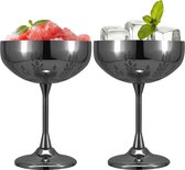 Martiniglas tarweoorpatroon, 280 ml, roestvrij staal champagnekommen, BPA-vrije rode wijnglazen, champagneglazen, metaal, onbreekbaar voor bruiloft, feesten en outdoor-evenementen (zwart,