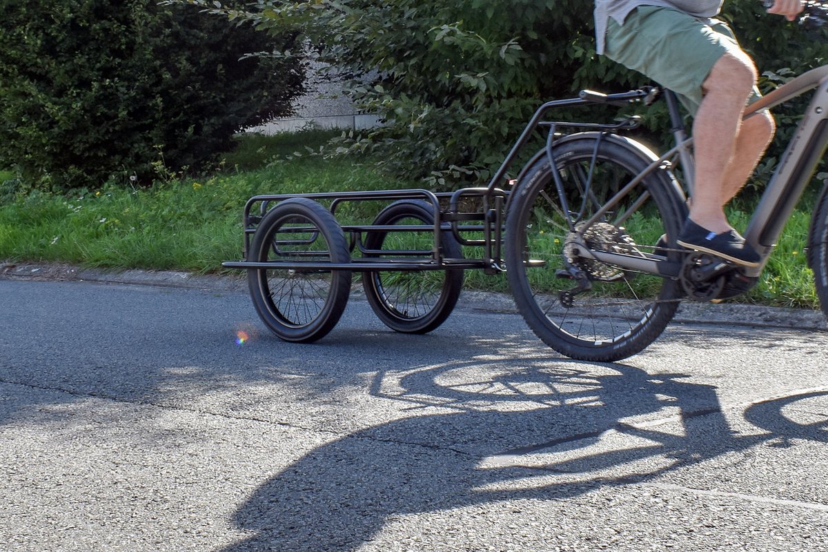 Remorque Vélo Pliable Sur Tige De Selle – Plateau 101x43 Cm, 80 Kg, Roues 20'' – Pratique Et Compacte