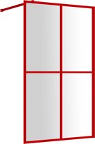 vidaXL - Inloopdouchewand - transparant - 118x195 - cm - ESG-glas - rood