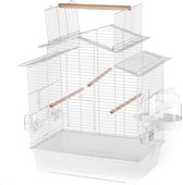 Bol.com Duvo Vogelkooi Iza III met badhuisje - Wit - 59 x 38 x 65 cm aanbieding