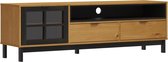 vidaXL - TV-meubel - met - glazen - deur - FLAM - 158x40x50 - cm - massief - grenenhout