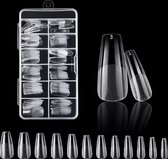 Nifkos 102 - Ballerina Coffin Medium Half Frosted - Couverture complète - Faux ongles - Ongles à colle - Dans une boîte d'assortiment - 120 pièces 12 tailles - Pour vernis à ongles acrylique Gellak et ongles PolyGel - Line Nifkos Frosted Pointes