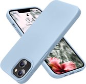Coque iPhone 15 Siliconen - Coque de téléphone Soft Touch - Coque en silicone iPhone 15 avec doublure douce - Mobiq Liquid Silicone Case Case iPhone 15 bleu clair