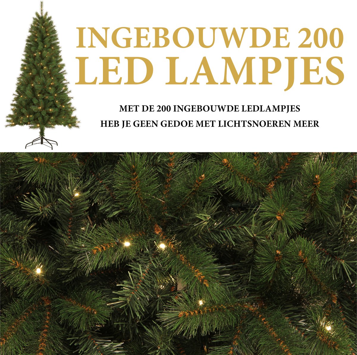 Giftsome Kunstkerstboom met Verlichting 215 cm - Kerstboom Kunststof - Kerstboom met LED - Kerstdecoratie Kerstlicht - Boom met Lichtjes – foto 2
