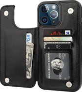 ShieldCase telefoonhoesje geschikt voor Apple iPhone 15 Pro Wallet case - ruimte voor pasjes - pasjeshouder - portemonnee - zwart