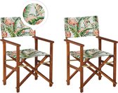 CINE - Tuinstoel set van 2 - Donkerhout/Roze/Flamingo - Polyester