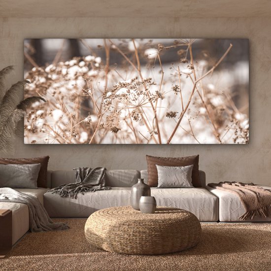 Peinture sur toile 160x80 cm - Décoration murale Fleurs séchées - Wit - Plantes - Décoration murale murale salon - Décoration chambre - Accessoires de chambre - Peintures