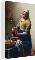 Schilderijen op canvas - Het melkmeisje 80x120 - Kamer decoratie accessoires - Johannes Vermeer schilderij woonkamer - Wanddecoratie slaapkamer - Muurdecoratie keuken - Wanddoek oude meesters interieur - Woondecoratie huis - Woonaccessoires