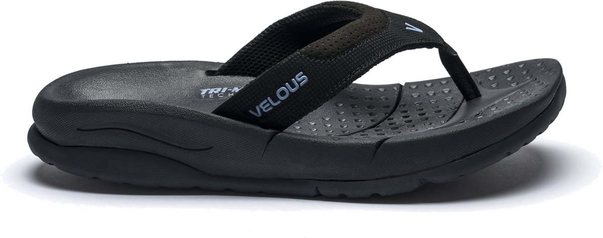 VELOUS Oceanside Flip - Herstel Slipper - Unisex - Zwart/Licht Blauw - Maat 46